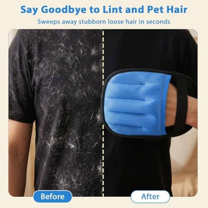 SUETT 2-Pack Pet Hair Removal Gloves, Reusable Five-Finger Grooming Gloves for Dogs and Cats, Removes Pet Hair from Clothes, Sofas, Carpets, and Car Seats, Blue - Image 4