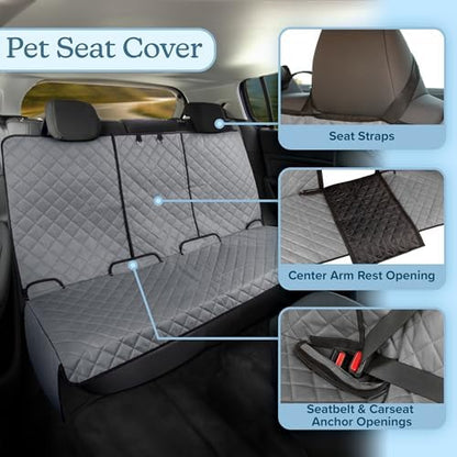 Dog Car Seat Cover for Back Seat - Water-Resistant Car Seat Protector for Cars, Trucks, and SUVs - Seat Cover Protects from Scratches, Mud, Pet Hair, and Accidents - Car Accessories by PETMAKER (Gray) - Image 2