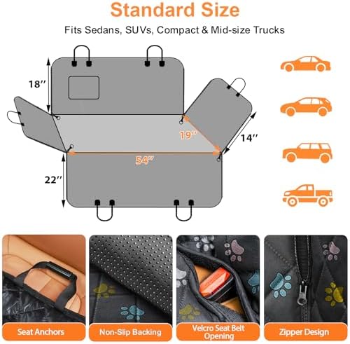 URPOWER Dog Car Seat Cover for Back Seat, Waterproof Hammock for Car & SUV - Image 6