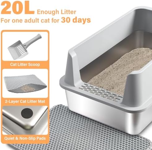 Stainless Steel Litter Box XL-Metal Cat Litter Box for Big Cat - Image 6