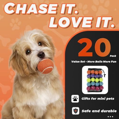 INSUM 1.5 Inch Mini Tennis Balls for X-Small Dogs & Cats, 20/40 Pack Soft Fetch Play Toys for Puppies & Kittens, Training & Indoor Outdoor Exercise - Image 3