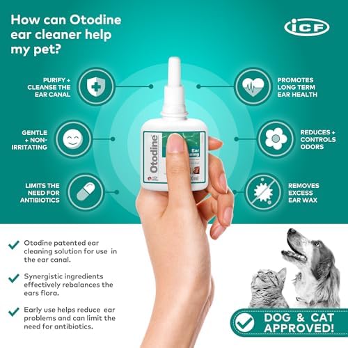 ICF Otodine Dog Ear Cleaner Solution Drops for Itchy Ears, Infections, Head Shaking, Scratching, Wax, Debris & Odor - Tris-EDTA Flush - Gentle & Safe for Cats & Puppies - 100ml - Image 2