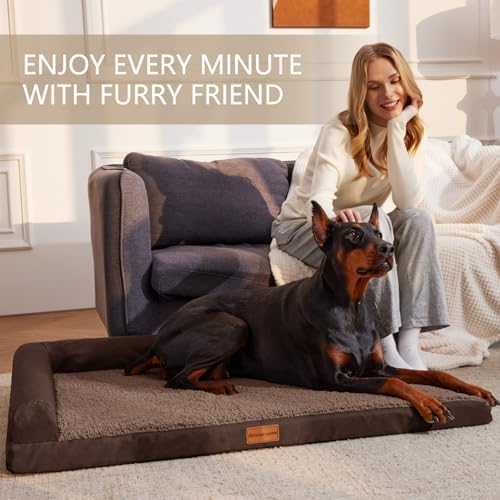 Patas Lague Orthopedic Large Dog Bed Washable Pet Sofa Bed 42''X28''Brown - Image 2