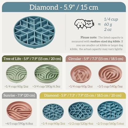 OHMO Slow Feeder Dog Bowl, 5.9" Lick Mat for Dogs, Diamond, Sage Green - Image 3