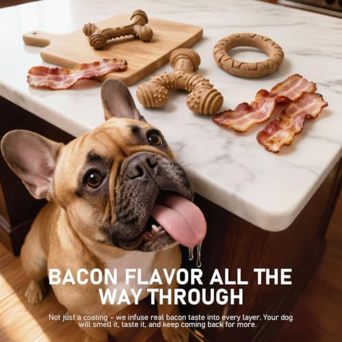 MECOOL Indestructible Dog Chew Toys for Aggressive Chewers 3PCS, Durable Bacon Flavored Nylon Bones for Small Dogs, Puppy Teething Toys, Long Lasting Nylon Dog Chews - Image 4