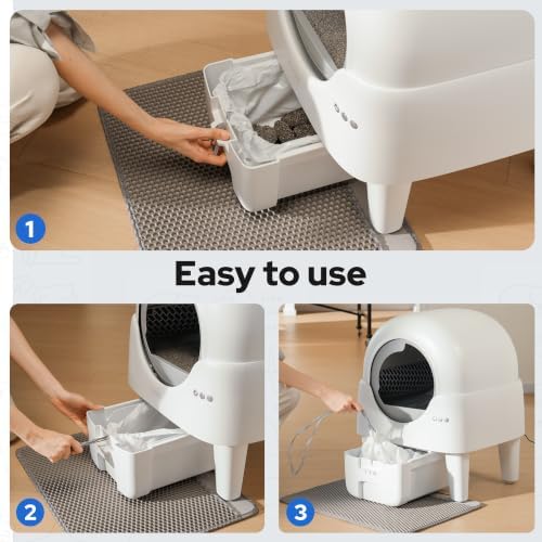 Self Cleaning Litter Box Bags – 4 Rolls (80 Count) Drawstring Liners for Automatic Litter Box, Heavy Duty Leak-Proof, 24.8"x12.6" Fits Most Automatic Waste Drawers - Image 6
