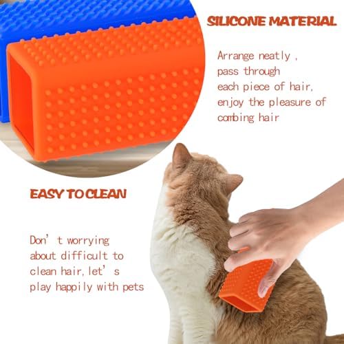 2pcs Pet Dog Cat Hair Remover, Pet Hair Removal Tool, Hollow Cleaner Brush for car，Interior, Furniture, Sofa (orangeblue) - Image 4