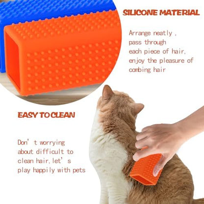 2pcs Pet Dog Cat Hair Remover, Pet Hair Removal Tool, Hollow Cleaner Brush for car，Interior, Furniture, Sofa (orangeblue) - Image 4