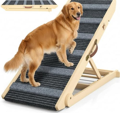 REONEY Dog Ramp, Portable Pet Ramp with 7 Adjustable Heights 11" to 26.6" by REONEY