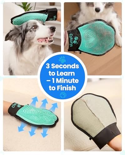 Pet Hair Removal Glove for Dogs & Cats, 2-Pack Grooming Gloves - Image 4