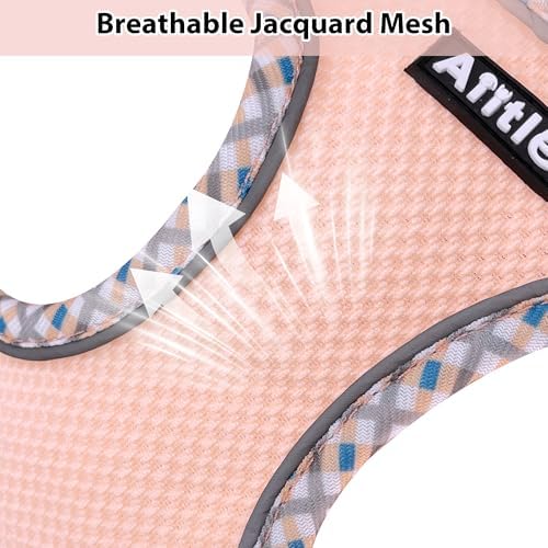 AIITLE Medium Dog Harness and Leash Set with Breathable Mesh, Pink M - Image 6