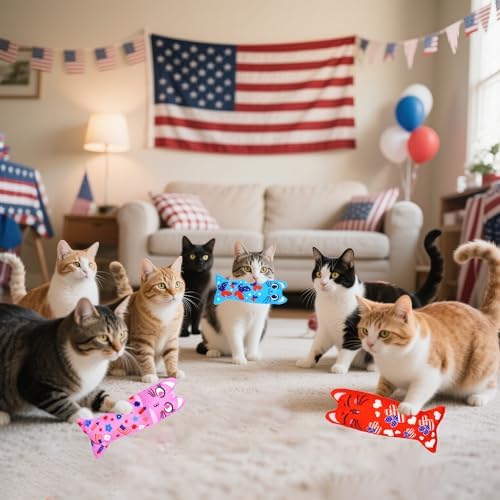 Patriotic Cat Catnip Toys with Crinkle for Indoor Cats 6 Pack - Image 6