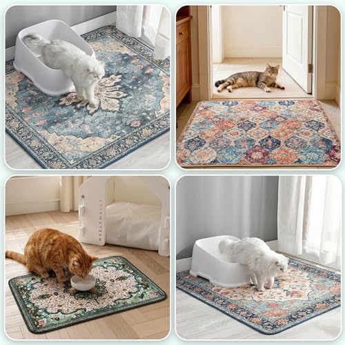 Hompet Cat Litter Mat 2 Pack, 36x36 Large Machine Washable Trapping Mats for Cats, Super Absorbent & Urine-Proof Cat Litter Box Mat for Floor, Waterproof & Non Slip Kitty Litter Rug - Image 4