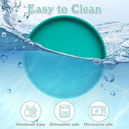 Silicone Dog Bowl Shallow Cat Food Bowls 7" Wide Puppy Plates Whisker Fatigue Pet Feeding Dishes Set of 2 for Dry and Wet Food Indoor (Round Green) - Image 6