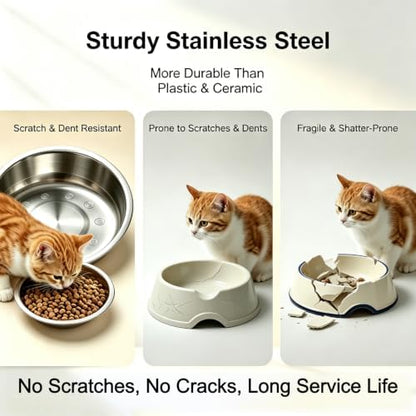 6Pcs Stainless Steel Cat Bowls 6.25In Shallow Wide Whisker-Friendly - Image 3