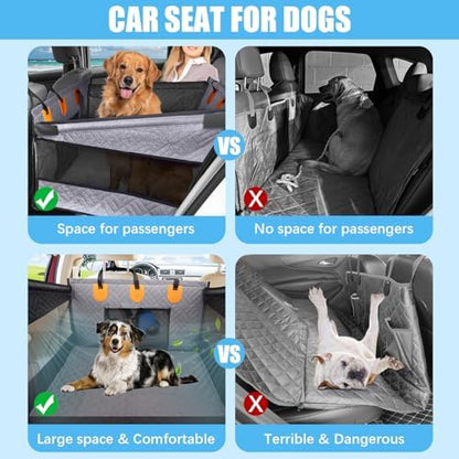 Dog Car Seat for Large Medium Dogs, Hard Bottom Back Seat Extender for Dogs with Soft Removable Blanket, Non-Slip Dog Car Hammock Turn into Soft Pet Travel Bed,Pet Seat for Car SUV Truck(Grey) - Image 4