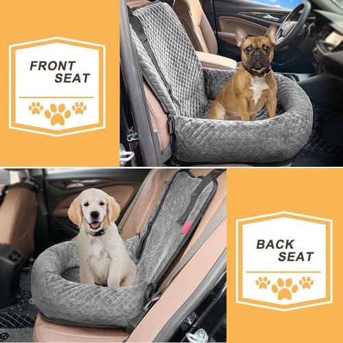 Sephyroth Dog Car Seat for Small/Medium Dogs,Dog Car Bed Washable Pet Travel Safety Seat,Super Soft Safe Removable Puppy Car Seat(Gray) - Image 4