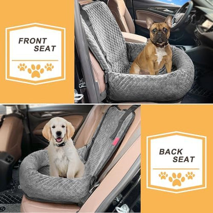 Sephyroth Dog Car Seat for Small/Medium Dogs,Dog Car Bed Washable Pet Travel Safety Seat,Super Soft Safe Removable Puppy Car Seat(Gray) - Image 4