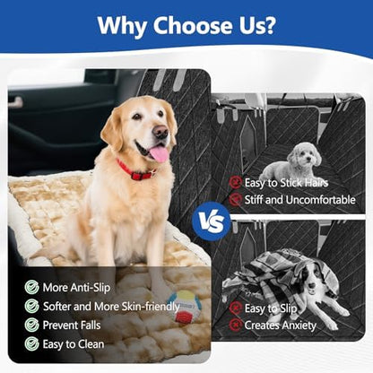 Thickened Dog Bed for Car Back Seat, Upgraded Bottom Non-Slip，Fits Hard Bottom car seat Cover for Dogs, Premium Mixed Color ，Dog Car Seat Cover - Image 4