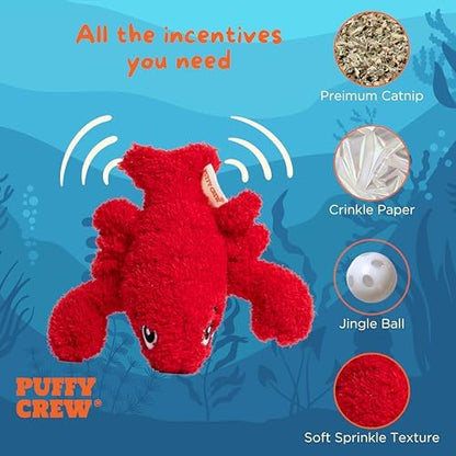 Interactive Catnip Cat Plush Toy, Ocean Theme, 5'', for All Breed Size Cats (Lobster) - Image 2