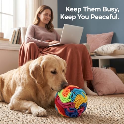 Snuffle Ball for Dogs - Soft Polar Fleece Interactive Puzzle Toy for Mental Stimulation & Boredom - Safe, Plastic-Free Foraging Game & Slow Feeder to Keep Pets Busy Indoors - Image 4