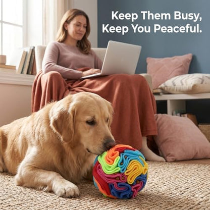 Snuffle Ball for Dogs - Soft Polar Fleece Interactive Puzzle Toy for Mental Stimulation & Boredom - Safe, Plastic-Free Foraging Game & Slow Feeder to Keep Pets Busy Indoors - Image 4