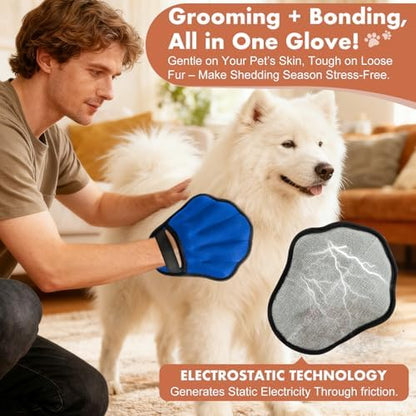 Pet Hair Removal Glove, Electrostatic Pet Hair Remover Glove for Cats & Dogs, Pet Hair Remover Tool for Laundry, Couch, Carpet, Car Seat - Upgraded Five-Finger, Reusable, Blue+Grey - Image 2