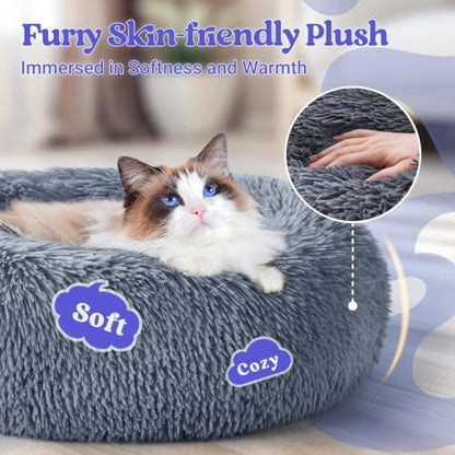 rabbitgoo Calming Cat Beds for Indoor Cats, 20 inches, Dark Grey - Image 2