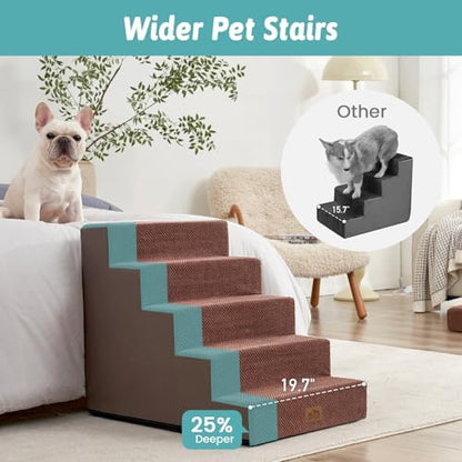 COZY KISS Dog Stairs for Small Dogs, 5 Step Pet Stairs for Beds & Couches - Image 3