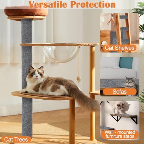 Cat Scratch Furniture Protector-100 x 15.8" Trimmable Self-Adhesive Cats Claws Scratch Pads, Cat Climbing Couch Protector for Protecting Furniture Couch Chair Sofa Cats Pet Gift (Light Gray) - Image 6