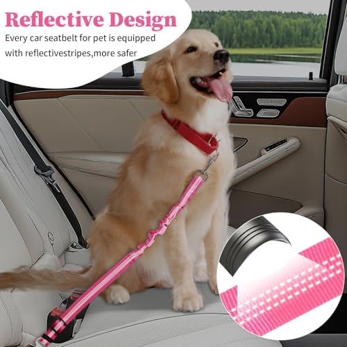 Dog Set Belt for Car Adjustable Dog Seatbelts for Vehicle Pink - Image 2