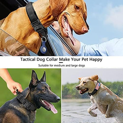 DAGANXI Tactical Dog Collar, Adjustable Military Training Nylon Dog Collar with Control Handle and Heavy Metal Buckle for Medium and Large Dogs, with Patches and Airtags Case (XXL, Black) - Image 6