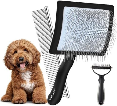 3 PCS Slicker Brush for Dogs, Doodles, Poodles & Long Haired Cats by WOPQAEM%C2%AE