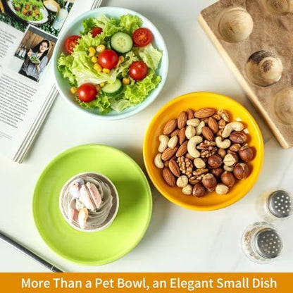 3 PCS Ceramic Cat Bowls, 5.5 in Pet Bowl Cat Dishes for Food and Water, Small Dog Dish(YellowGreenBlue) - Image 6