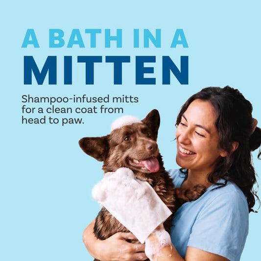 Scrubby Pet No Rinse Wipes | Rinse Free Shampoo Mittens | Dogs & Cats | Bath Wipes | Bathing & Washing Pets, Hypoallergenic | No Rinse Wash Mitt | Grooming, Lather Wipe Dry - Pack of 20 - Image 2