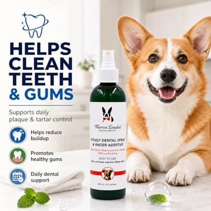 Warren London Doggy Dental Spray & Water Additive for Dogs & Cats, Fresh Breath Oral Care, Peppermint Honey Teeth & Gum Support, No-Brush Pet Mouth Spray, Made in USA, 8 oz - Image 4