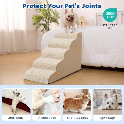 5 Step Dog Stairs for High Bed,Non-Slip Pet Ramp for Small Dogs and Cats - Image 4