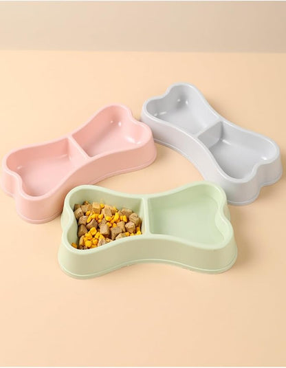 2pcs Lightweight Smal Plastic Food and Water Pet Bowls Dog Feeding Bowls Cat Storage Bowl（Pink,Grey）