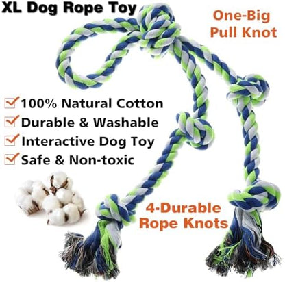 Rope Toy for Dogs，Large Dog Rope Toys for Aggressive Chewers, Heavy Duty Dog Toys for Large Medium Breed, Indestructible Tough Chew Toys Tug of War Dog Toy Cotton Rope for Teeth Cleaning - Image 4