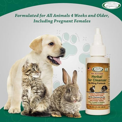 Herbal Ear Cleanser for Dogs & Cats - No-Sting Formula Gently Cleanses Ears, Removes Wax & Debris, Supports Healthy Ear Care, Calming Grooming Supplies for Pets, 2oz Bottle - Image 2