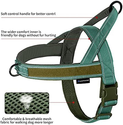 Annchwool No Pull Dog Harness with Padded Handle+5 Ft Leash,Reflective Strip Escape Proof and Quick Fit to Adjust Dog Harness,Easy for Training Walking for Small & Medium and Large Dogs(Green-Set,XL) - Image 4
