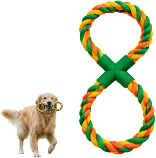 Durable Rope Toy for Medium-Large Dogs, Indestructible Chew & Tug Toy for Powerful Chewers, Teeth-Cleaning Cotton Rope(Figure-8 Rope)