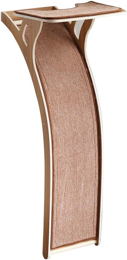 JKXJKX 47" Floor Standing Cat Window Perch with Curved Scratching Ramp, 80 Lbs Heavy Duty Window Bed Seat with Suction Cups, Climbing Tree Furniture for Indoor Cats Bird Watching