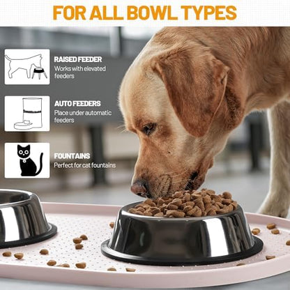 Hubulk 100% Waterproof Silicone Pet Feeding Mat with Raised Edge for Food and Water, Dog Bowl Mats, Cat Bowls Placemat with High Lip Protects Floor for Cats and Dogs (White Sand, 32" L x 24" W) - Image 6