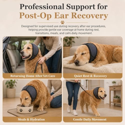Dog Ear Wrap for Dogs, Post-Care Recovery Support Hood with Adjustable Fit, Soft Dog Ear Cover for Ear Hematoma Care, Helps Reduce Ear Flapping & Head Shaking, for Small, Medium & Large Breeds - Image 6