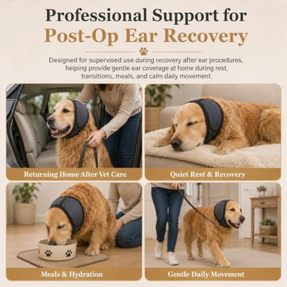 Dog Ear Wrap for Dogs, Post-Care Recovery Support Hood with Adjustable Fit, Soft Dog Ear Cover for Ear Hematoma Care, Helps Reduce Ear Flapping & Head Shaking, for Small, Medium & Large Breeds - Image 6