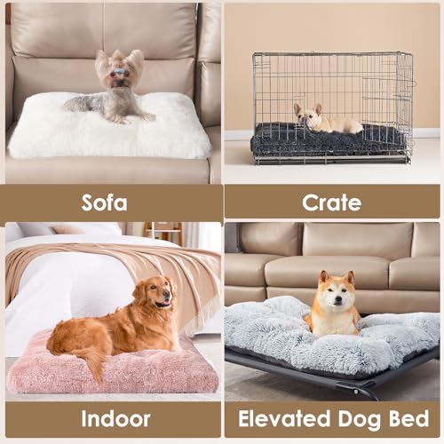 EHEYCIGA Fluffy Dog Crate Bed for Medium Dogs, Plush Crate Pad, Pink - Image 6