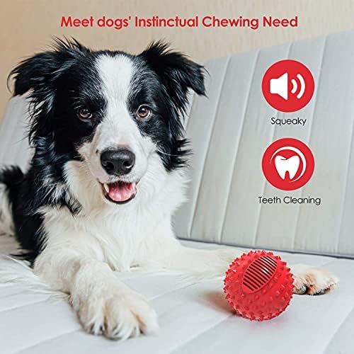 petizer Indestructible 4inch Squeaky Red Dog Balls for Aggressive Chewers, Relieve Anxiety, Interactive Dog Toy, Floatable Rubber Ball for Large Dogs, Indoor, Outdoor, Waterproof - Image 3