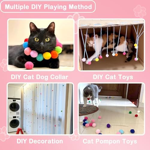 Cat Toy Pom Pom Balls, Soft Plush Balls for Interactive Play & Pet Training, Lightweight Polyester Toys for Indoor Cat(20-Pack 1.6-Inch) - Image 2