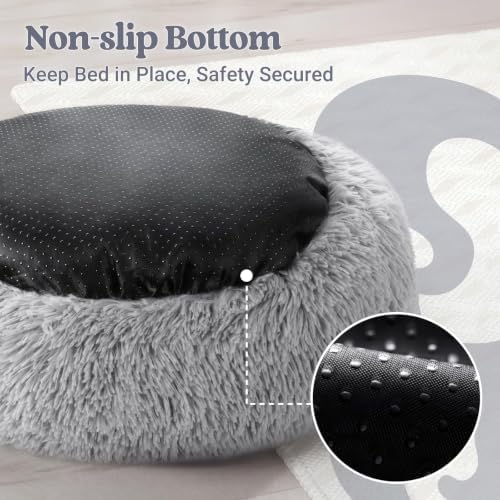 rabbitgoo Calming Cat Beds for Indoor Cats, 23 inches, Light Grey - Image 7